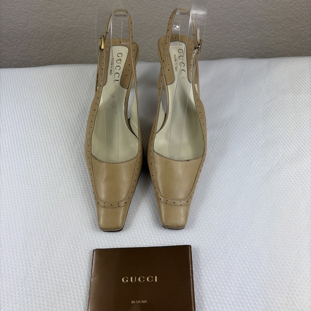 Vintage Gucci Kitten Slingback Sandal Heels Size 5B
